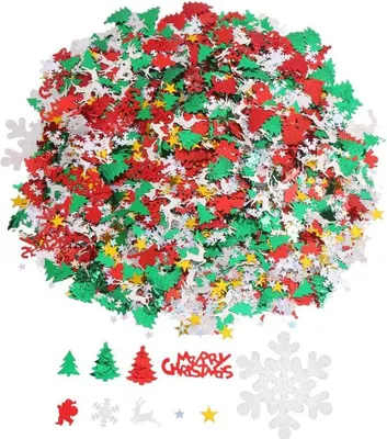 Imagen del producto de Decoración para mesa con forma de copos de nieve, confeti y purpurina, 60 g, para Navidad