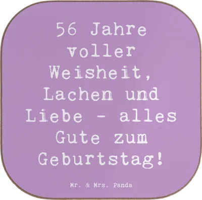 Produktbild von Mr. & Mrs. Panda Untersetzer Tasse Spruch 56. Geburtstag - Lavendeltraum - Geschenk, Jubiläum, Meilenstein, Happy Birthday, Geburtstagsgeschenk, bieruntersetzer, Coaster