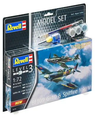 Immagine prodotto di Revell Model Set Combat Set Bf109G-10 & Spitfire Mk.V 1:72