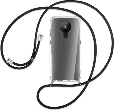 Immagine prodotto di Custodia posteriore con cinturino (metallo color argento) per Nokia 5.3 - nera