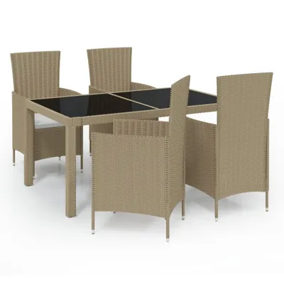 Immagine prodotto di vidaXL set da pranzo da giardino 5 pezzi con cuscini in rattan beige