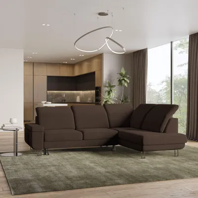 Produktbild von Masseno Ecksofa LERMA R-S mit Schlaffunktion L-Form, Sofa mit Bettkasten, Wohnzimmersofa, Couch, Soffa, Bettsofa, Couchgarnitur- Braun, MONOLITH 29