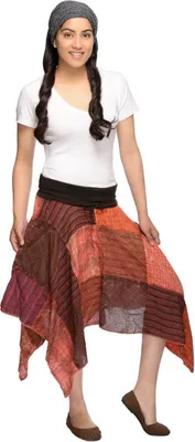 Image de Jupe Patchwork Elfenrock Hippie Goa Psy Midi Médiévale Mi-longue Jupe d'été Fleurs, rose S/M