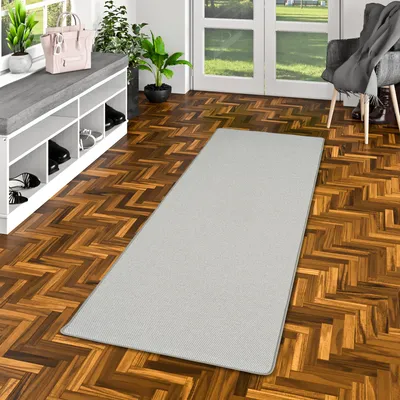 Produktbild von Läufer Teppich Bentzon Flachgewebe Silber, Größe:80x320 cm