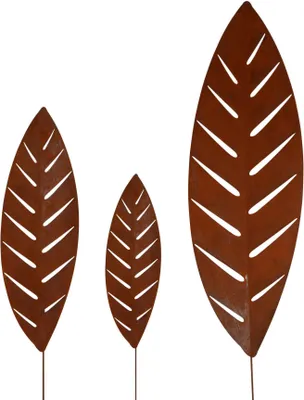 Produktbild von UNUS® Gartenstecker Palmblätter XXL 3er Set Gartendeko Rostoptik