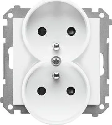 Immagine prodotto di Presa doppia con messa a terra bianca opaca Simon 55 TGZ2MCZ.01/111 Kontakt-Simon