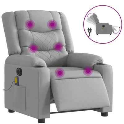 Image de vidaXL Fauteuil de massage électrique Tissu gris clair