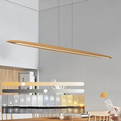 Obrázok produktu pre LED závesné svietidlo, vhodné nad jedálenský stôl, s možnosťou stmievania pomocou diaľkového ovládača, nastaviteľná výška, moderný, minimalistický dizajn, vhodné do obývačky, kancelárie alebo jedálne (130 cm)