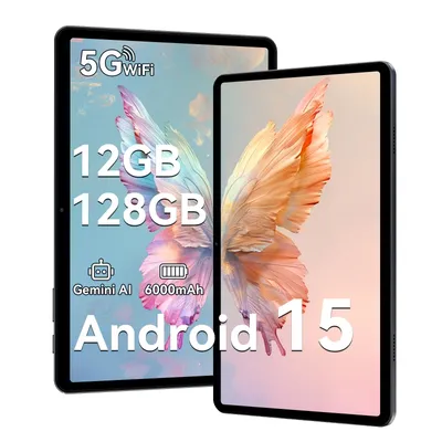 TABWEE T80 Tablet 10 Zoll,Android 15, 128GB ROM, 1280 x 800 HD, 6000mAh Akku, 5MP Kamera, 5G WiFi, Bluetooth , Gemini AI Tablet