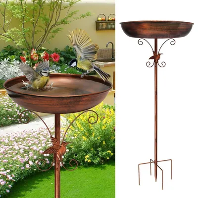 Produktbild von Vogeltränke Stehend 39 Zoll Metall Vogelbad Garten frostsicher 3-in-1 Futterstelle winterfest rostfrei
