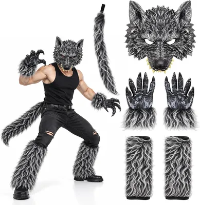 Produktbild von Werwolf-Kostümset mit Maske, Handschuhen und Schwanz