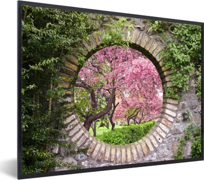 Produktbild von MuchoWow® Gerahmtes Poster Transparent - Sakura - Blüte - Japanisch 40x30 cm - Poster mit Schwarzem Bilderrahmen Wandposter Rahmen Foto Bilder - Kunstposter - Wanddekorationen