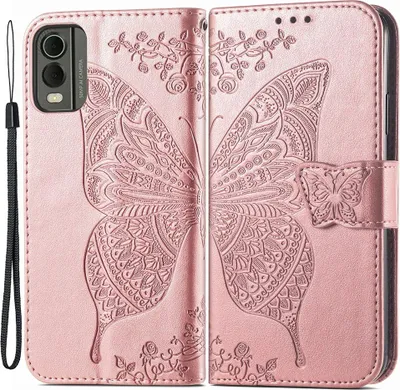 Produktbild von Nokia C32 Hülle - Coverup Schmetterling Klapphülle - Roségold