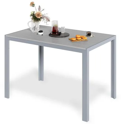 Immagine prodotto di Tavolo da giardino - Tavolo da pranzo per esterni - Rettangolare 110x70x73 cm - Piano in WPC - Struttura in metallo - Resistente agli agenti atmosferici - Stile moderno - Grigio