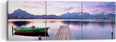 Produktbild von Bild auf Leinwand - Leinwandbild - See Berge Wasser - 120x40cm - Wand Bild - Wanddeko - Wandbilder - Leinwanddruck - Bilder - Kunstdruck - Wanddekoration - Leinwand bilder - Wandkunst - CA120x40-3671