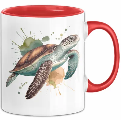 Produktbild von Schildkröte Tierliebhaber Tasse Geschenk Lustige Geschenkidee Spruch (Rot)