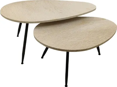 Produktbild von PTMD Couchtisch Veria - 50x60x43 cm - Marmor - Beige - 2er Set