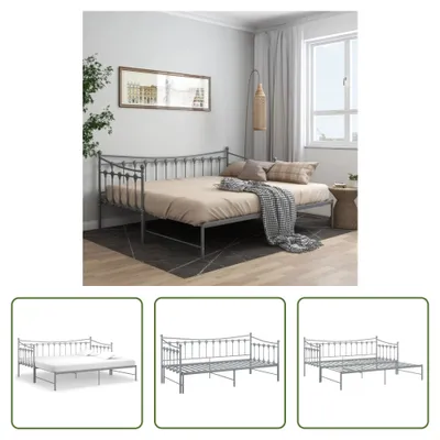 Produktbild von The Living Store Ausziehsofa Bettgestell Grau Metall 90x200 cm