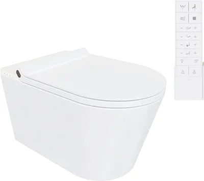 Produktbild von Adoomo Wand Dusch-WC spülrandlos Tiefspüler weiß inkl. WC Sitz