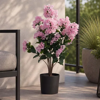 Produktbild von Künstlicher Flieder MCW-Q87, Kunstflieder Dekopflanze Kunstbaum Kunstpflanze, Outdoor Polyethylen 64x35x35cm rosa