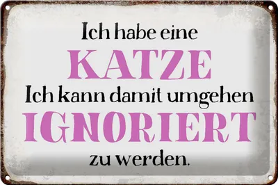 Produktbild von Blechschild Spruch 30x20cm habe Katze kann ignoriert werden