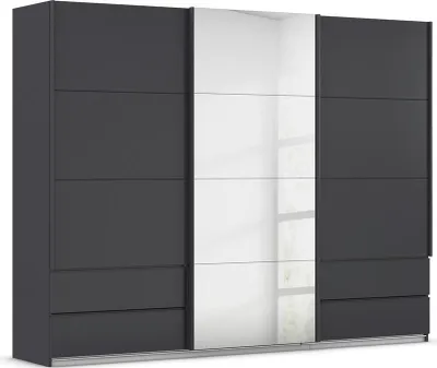 Produktbild von Schwebetürenschrank Elara mit Spiegel | grau metallic