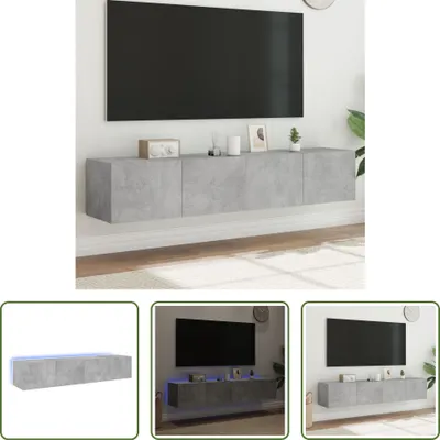 Produktbild von The Living Store TV-Wandschränke mit LED-Leuchten 2 Stk. Betongrau 80x35x31 cm