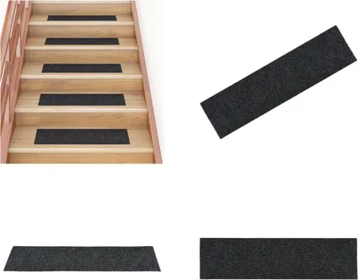 Produktbild von vidaXL Selbstklebende Treppenmatten 15 Stk. Rechteckig 76x20cm Schwarz - Treppenmatten - Stufenmatten - Treppenteppiche - Treppendekorationen