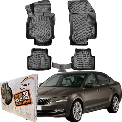 Produktbild von Trimak Autofußmatten kompatibel mit SKODA OCTAVIA III 2012 - 2019 Auto Allwetter Gummimatten
