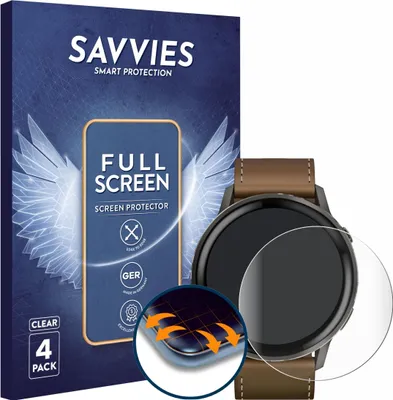Produktbild von 4x Savvies Fullscreen Schutzfolie für Garmin Venu 4 (45 mm) Displayschutz Folie Fullcover Klar Transparent