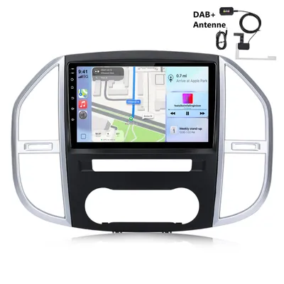 Productafbeelding van Hexinex 10-inch Android 15 autoradio met Carplay, 2GB+64GB geheugen, geschikt voor Mercedes-Benz Vito W447 (2014-2023), met GPS, Wi-Fi, Bluetooth, stuurwielbediening, FM, RDS, DSP en DAB+