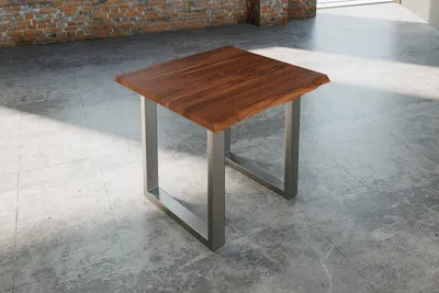 Produktbild von Esstisch Baumkante massiv Akazie nougat 90 x 90 silber Lauren