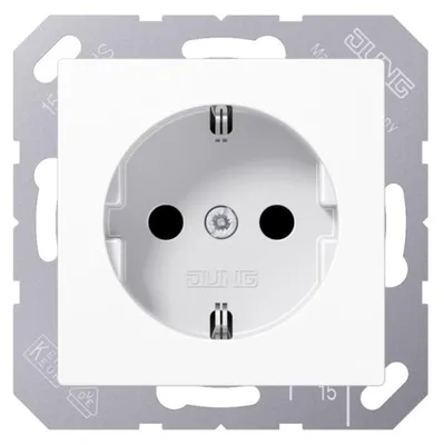 Produktbild von Jung SCHUKO®-Steckdose, 16 A, 250 V, Safety Plus, Duroplast, Serie AS/A, alpinweiß, 1 Stk.