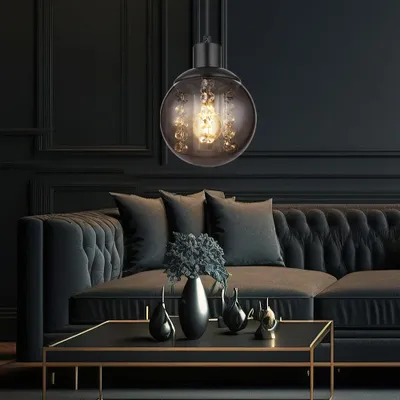 Produktbild von Hängelampe, schwarz, Glas rauch, H 150 cm
