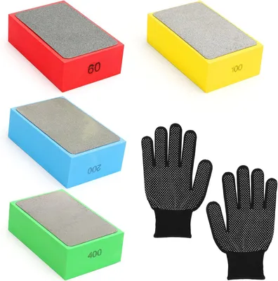 Produktbild von 4 Stück Diamant Handpolierpads für Fliesen, Schleifblock mit 60/100/200/400 Körnungen