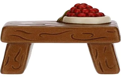Keramik-Wiegfigur mit Obsttisch, 6,2 x 4,2 x 5,5 cm