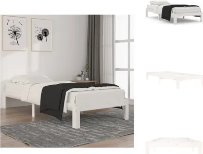 Produktbild von vidaXL Massivholzbett Weiß Kiefer 90x200 cm -  Betten & Bettgestelle
