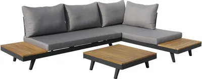 Produktbild von Lounge-Set NAXOS, 3-teilig, Aluminium, anthrazit/teakfarben, Green Spirit®