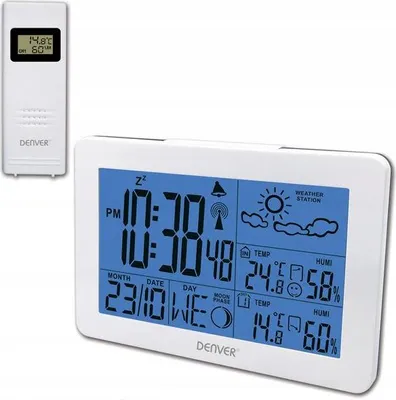 Zdjęcie produktu dla Denver WS-530WHITE, Biały, Wilgotnościomierz wewnętrzny, Termometr wewnętrzny, Odkryty higrometr, Termometr zewnętrzny, 20 - 90%, 0 - 50 °C, Bateria, 159 mm