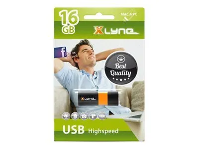 Produktbild von xlyne Wave USB 2.0 16GB, 16 GB, USB Typ-A, 2.0, 8 MB/s, Kappe, Schwarz, Orange