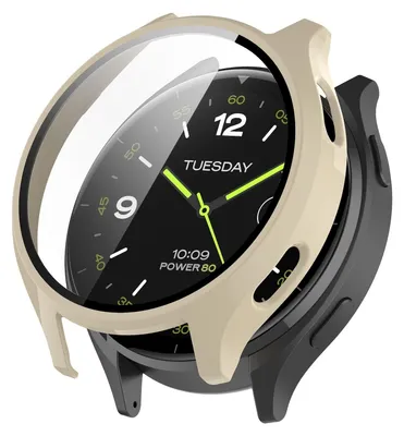 Image de Étui en plastique PC pour Xiaomi Watch 2 + verre de protection H9, beige