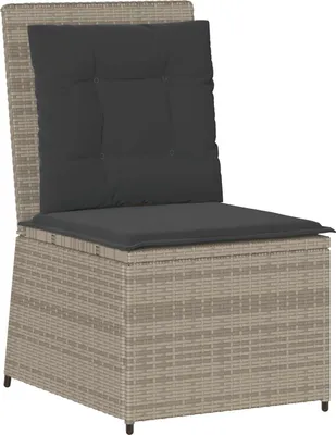 Image de Canapé de jardin vidaXL avec coussins, gris clair, en polyrotin