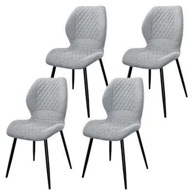 Produktbild von Esszimmerstühle 4er Set, Gepolsterte Stühle mit Hoher Rückenlehne, Leinenbezug und Metallgestell, Geeignet für Esszimmer, Wohnzimmer und Empfangsraum, Grau