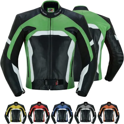 Produktbild von Herren Motorrad Lederjacke Motorradjacke mit Protektoren, Farbe:Grün, Größe:58/3XL