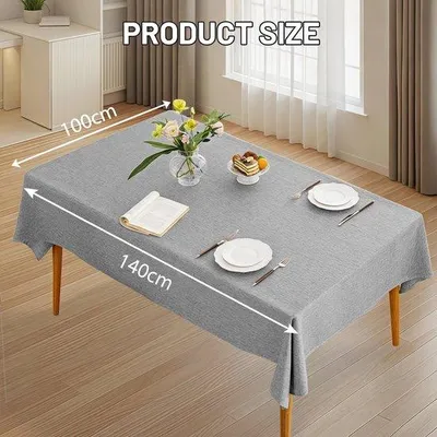Produktbild von Unyqoos® Tischdecke in Leinenoptik – wasserabweisend & pflegeleicht, dickes formbeständiges Material, hellgrau, 140 x 100 cm, für Innen & Außen