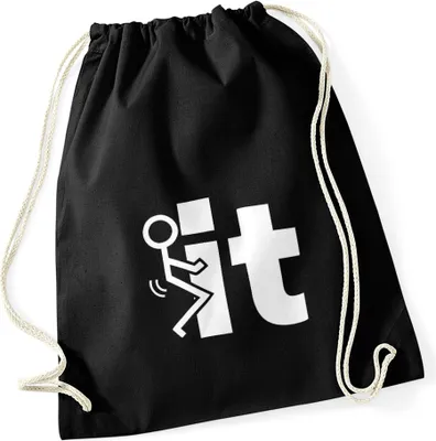 Produktbild von Turnbeutel Fuck it Strichmännchen Fun Beutel Tasche Jutebeutel Gymbag Moonworks® schwarz unisize