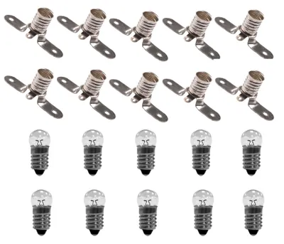 E10 Lampen-Set 10 Stück 3,8 V 0,3 A mit Fassungen