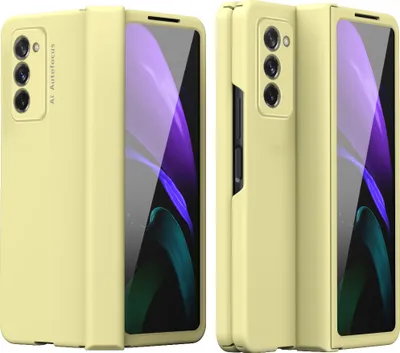 Obrázek produktu pro Galaxy Z Fold2 5G Pouzdro, ochrana pantu, tvrdý PC s ochranným sklem, kompletní krytí pouzdro pro Samsung Galaxy Z Fold 2 5G Žluť