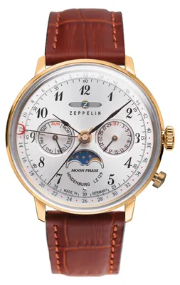 Produktbild von Zeppelin Herrenuhr 7039-1, Edelstahlgehäuse, silbernes Zifferblatt, Lederarmband