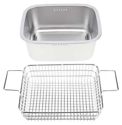 Image de Bac à vaisselle en acier inoxydable 304, 7,5 L, bac à vaisselle polyvalent pour évier, grand bac à légumes avec panier égouttoir, couleur crème